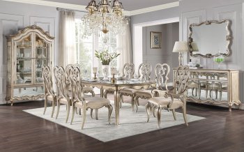 Esteban Dining Table 62200 in Champagne by Acme w/Options [AMDS-62200 Esteban]