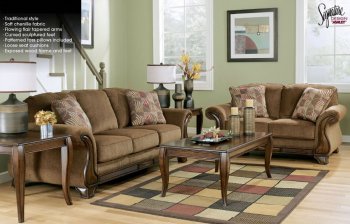 Mocha Chenille Traditional Sofa & Loveseat Set by Ashley Design [PNS-U551 Montgomery]