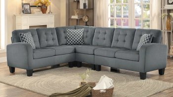 Sinclair Sectional Sofa 8202GRY-SC in Grey Fabric by Homelegance [HESS-8202GRY-SC Sinclair]