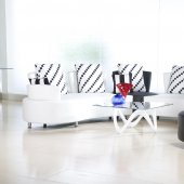 Black & White Full Bonded Leather 3PC Modern Sectional Sofa