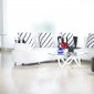 Black & White Full Bonded Leather 3PC Modern Sectional Sofa