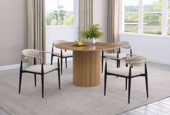 Bradbury Dining Set 5Pc 17350 Natural by Coaster w/Beige Chairs [CRDS-107350-182692 Bradbury]