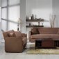 Elegant Truffle Microfiber Living Room with Storage Sleeper Sofa