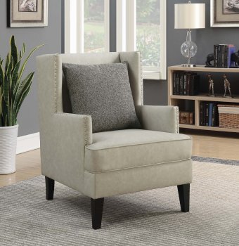 903907 Set of 2 Accent Chairs in Beige Leatherette by Coaster [CRCC-903907]