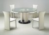 Clear Round Glass Top Modern Dining Table w/Optional Chairs