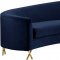 Serpentine Sectional Sofa 671 in Navy Velvet Fabric by Meridian