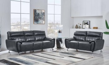 U8750 Sofa in Dark Grey Bonded Leather by Global w/Options [GFS-U8750-GR]