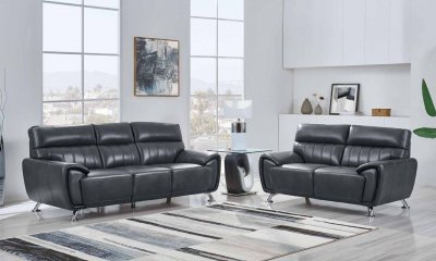 U8750 Sofa in Dark Grey Bonded Leather by Global w/Options