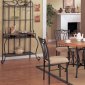 Metal Frame Casual Dinette Table w/Oak Wood Round Top