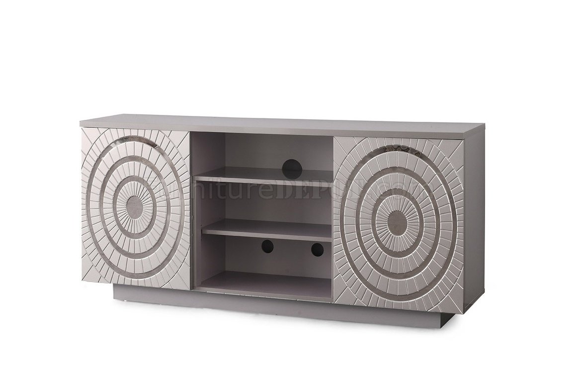 Myra Media Console in Silver w/Mylar - Click Image to Close