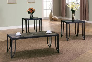 Metal Frame Modern 3PC Table Set w/Removable Tile Tops [HLCT-T575]