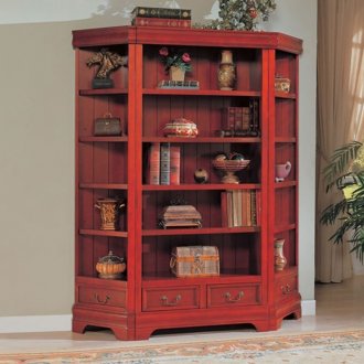 Destressed Cherry Finish Mission Styled Bookcase