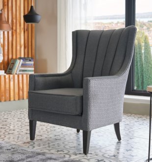 Palmer Accent Armchair in Anthracite Fabric by Bellona