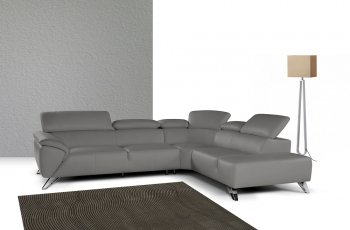 Tesla Sectional Sofa in Grey Premium Leather by J&M [JMSS-Tesla Grey]