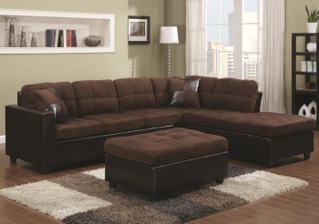 Mallory Sectional Sofa 505655 in Chocolate Fabric by Coaster [CRSS-505655 Mallory]