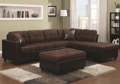 Mallory Sectional Sofa 505655 in Chocolate Fabric by Coaster