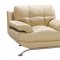 Beige Leather Modern Elegant Living Room with Tufted Seats