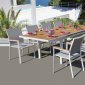 Essence Outdoor Dining Set 9Pc in White w/Grey Sling Chairs