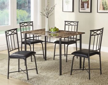 Faux Marble Top & Black Metal Legs Modern 5Pc Dinette Set [CRDS-150115]