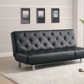 Black Leather-Like Vinyl Modern Sofa Bed Convertible