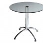 Clear Glass Top & Metal Base Modern Round Bistro Table