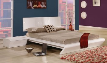 Orion Queen Size Platform Bed in Shiny White by Creative [CVB-Orion]