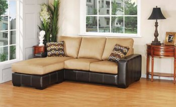 Leather and Microfiber Two-Tone Sectional Sofa [AMSS-05905-Demi]