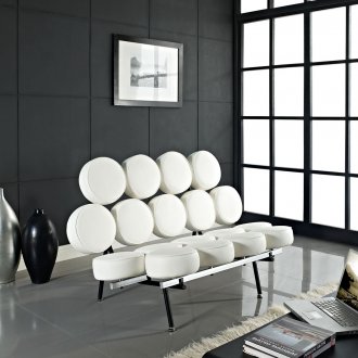 Othello Sofa in White Leather by Modway