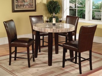 Faux Travertine Round Top Modern 5Pc Counter Height Dining Set [WDDS-40100-CT]