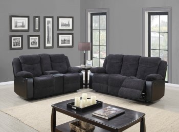 U1566 Motion Sofa Dark Grey Fabric & Black PU - Global w/Options [GFS-U1566]