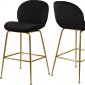 Paris Counter Stool 787 Set of 2 Black Velvet Fabric by Meridian