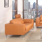 Angela Sofa & Loveseat in Camel Leather w/Options by Whiteline