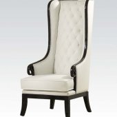 59128 Pedro Accent Chair in White PU by Acme w/Black Frame