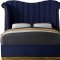 Flora Upholstered Bed in Navy Velvet Fabric by Meridian