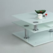 8052 White Starphire Glass Motion Cocktail Table by Chintaly