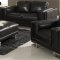 Black Full Leather Modern Living Room w/Stylish Metal Legs