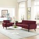 Delve Sofa in Maroon Velvet Fabric by Modway w/Options