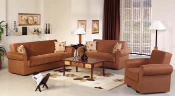 Contemporary Brown Microfiber Living Room w/Convertible Sofa Bed [IKSB-ELITA S-Rainbow Brown]