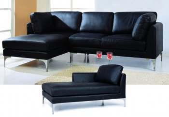 Black Top Grain Leather Match Sectional Sofa [BHSS-Spence]