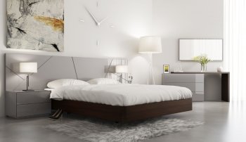 Motril Bedroom in Light Grey & Espresso by iHOME USA w/Options [IHBS-Motril]