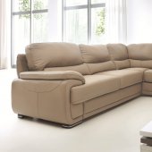 Argento Sectional Sofa in Beige Full Leather by ESF w/ Bed