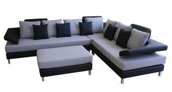 Leather and Fabric Two Tone Sectional Sofa [AWSS-Cordova]