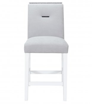 Monaco Bar Stool Set of 4 in Light Gray Velvet by Global [GFDC-Monaco-BS-GRY/WHT]