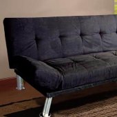 Black Microfiber Modern Sofa Bed Convertible w/Metal Legs