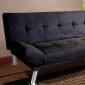 Black Microfiber Modern Sofa Bed Convertible w/Metal Legs