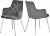 Salvatore Dining Chair 758 Set of 2 Grey Velvet Fabric Meridian