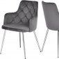 Salvatore Dining Chair 758 Set of 2 Grey Velvet Fabric Meridian