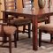 Distressed Walnut Finish Dining Furniture W/Brown Damask Seats