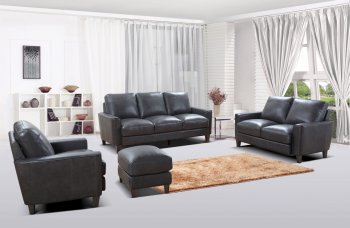 York Sofa in Grey Leather by Beverly Hills w/Options [BHS-York Gray]