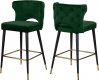 Kelly Counter Stool 791 Set of 2 Green Velvet Fabric by Meridian